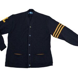 VTG VSA Custom Apparel Wool Cardigan Sweater MED Wool Black Button Knit​